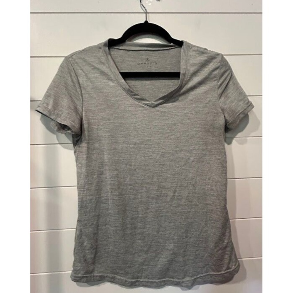 Danskin Activewear Top Womens Small Grey V Neck